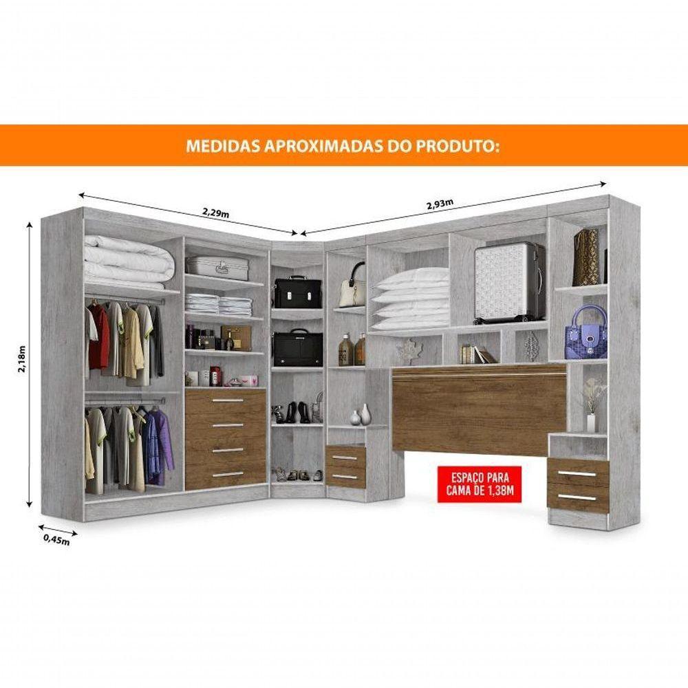 Dormitório Completo Georgia J&A Avelã-Jequitibá para Cama Box 1,38M Casal - 3