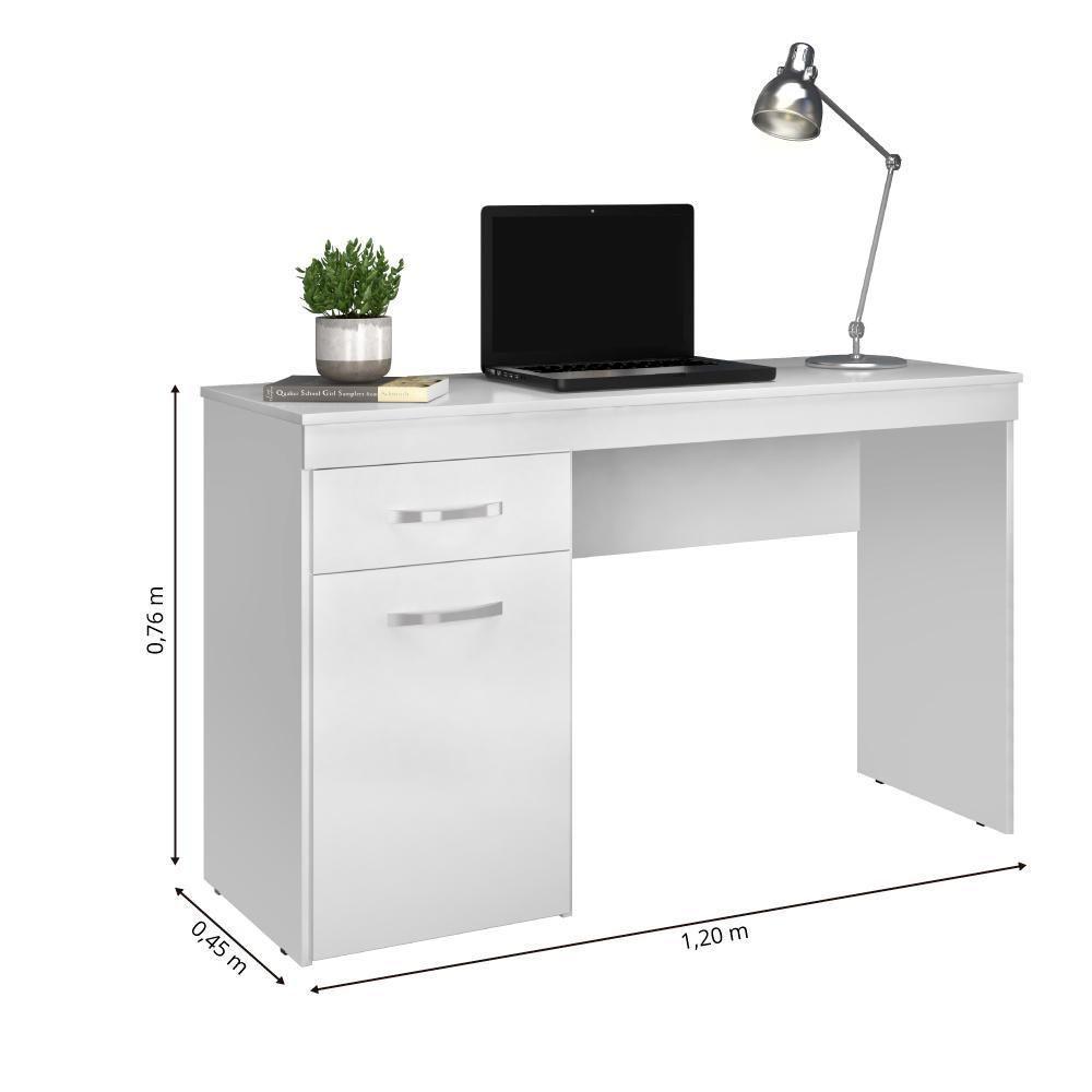 Escrivaninha Com 1 Porta 1 Gaveta Vitória Branco Branco - 4