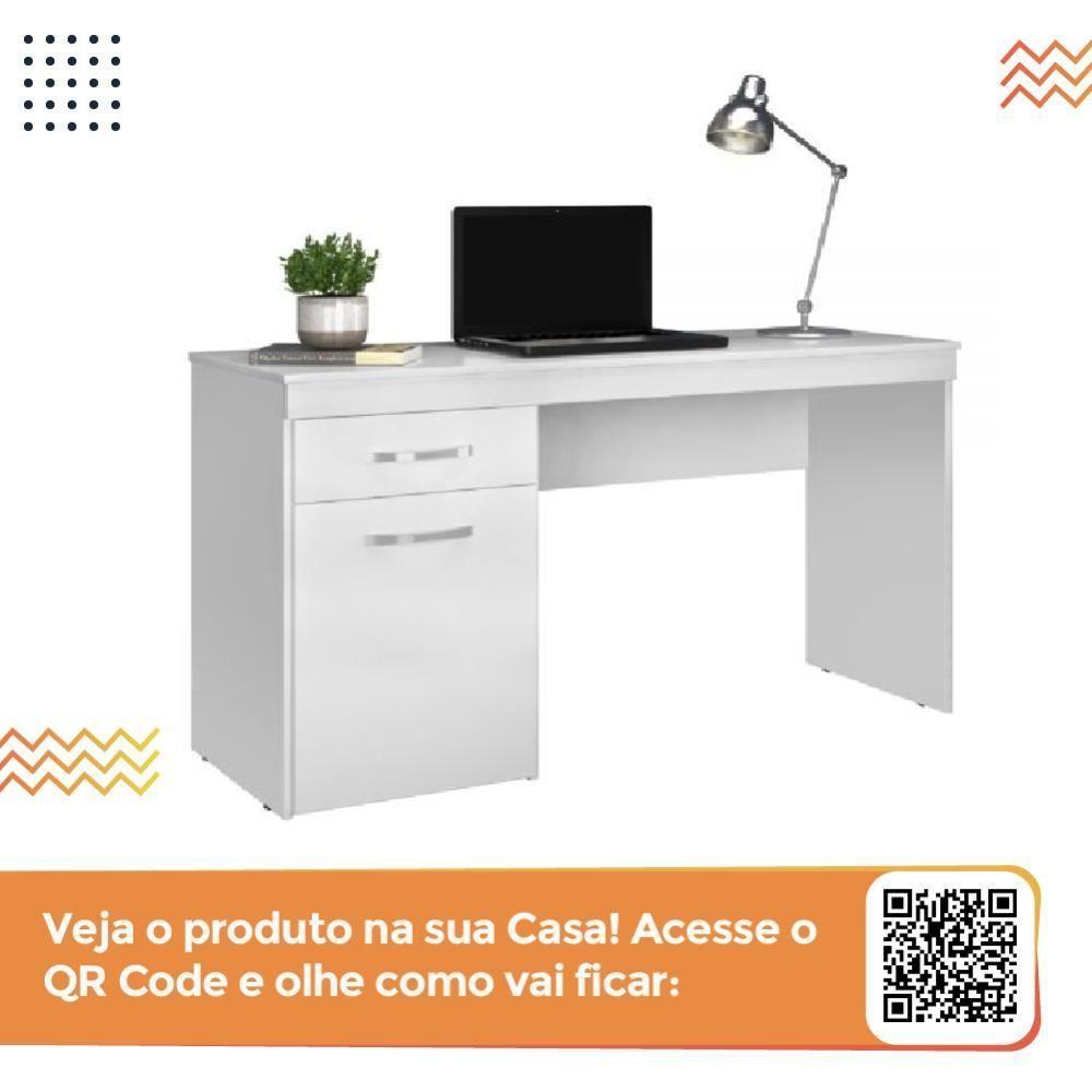 Escrivaninha Com 1 Porta 1 Gaveta Vitória Branco Branco - 2