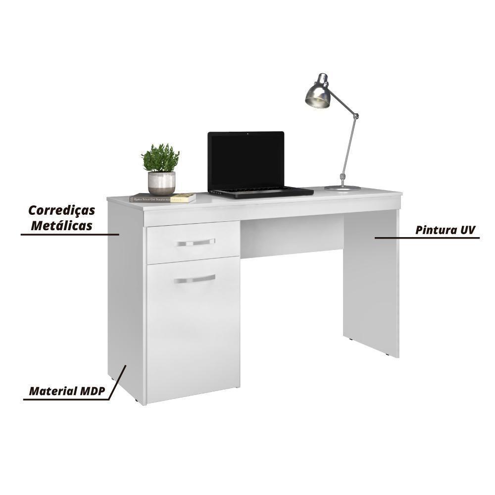 Escrivaninha Com 1 Porta 1 Gaveta Vitória Branco Branco - 3