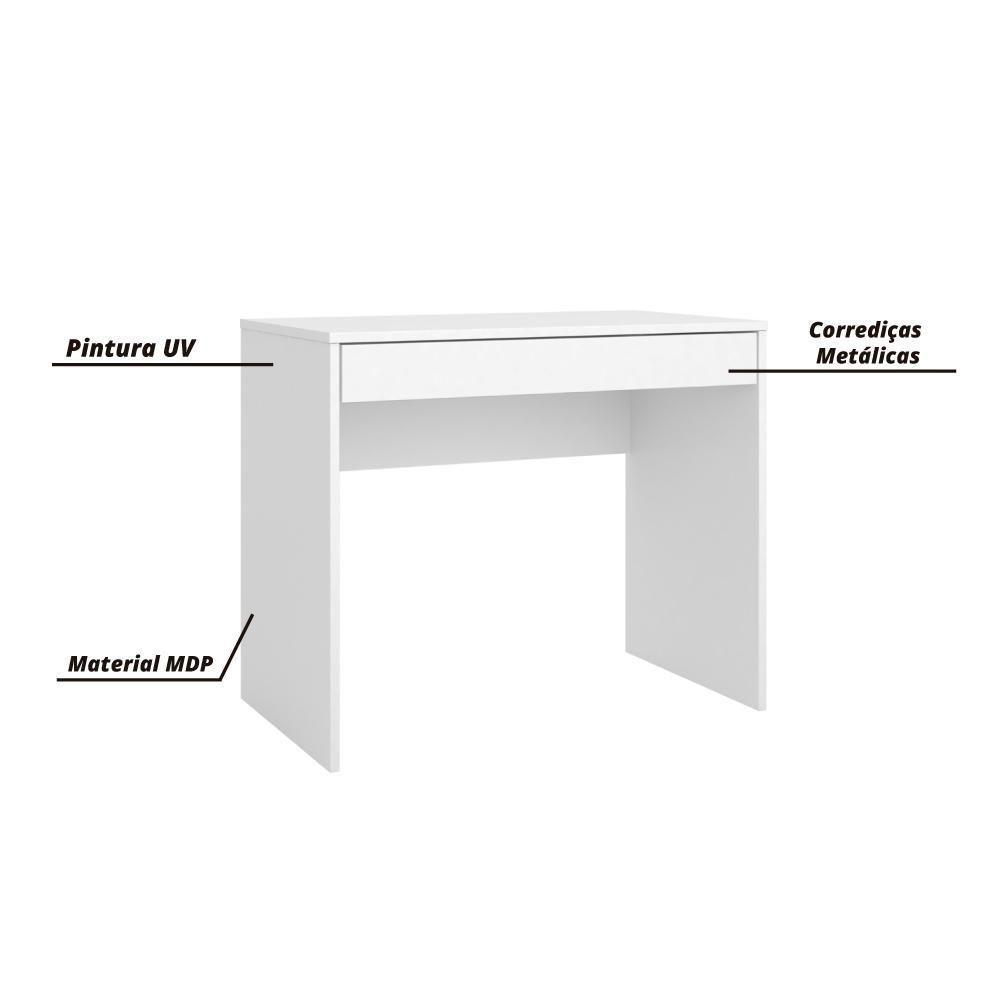 Escrivaninha Com 1 Gaveta Facility Branco Branco - 4