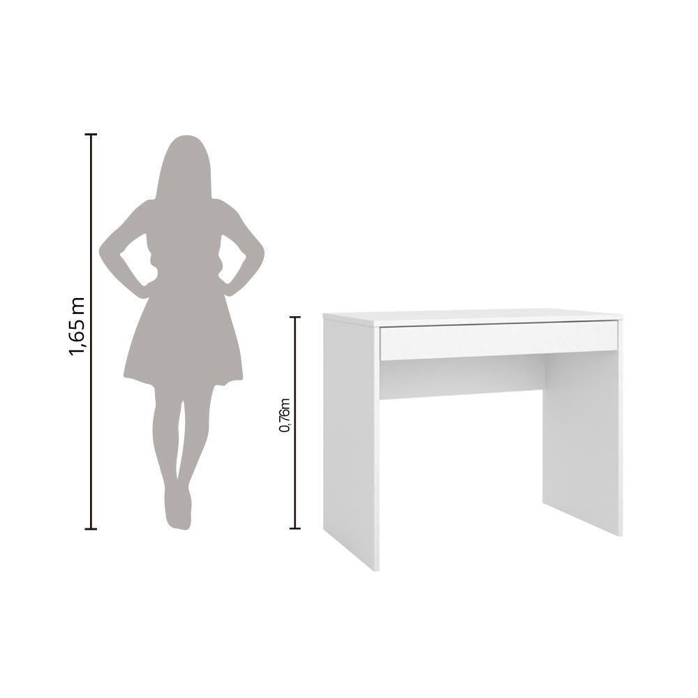 Escrivaninha Com 1 Gaveta Facility Branco Branco - 5