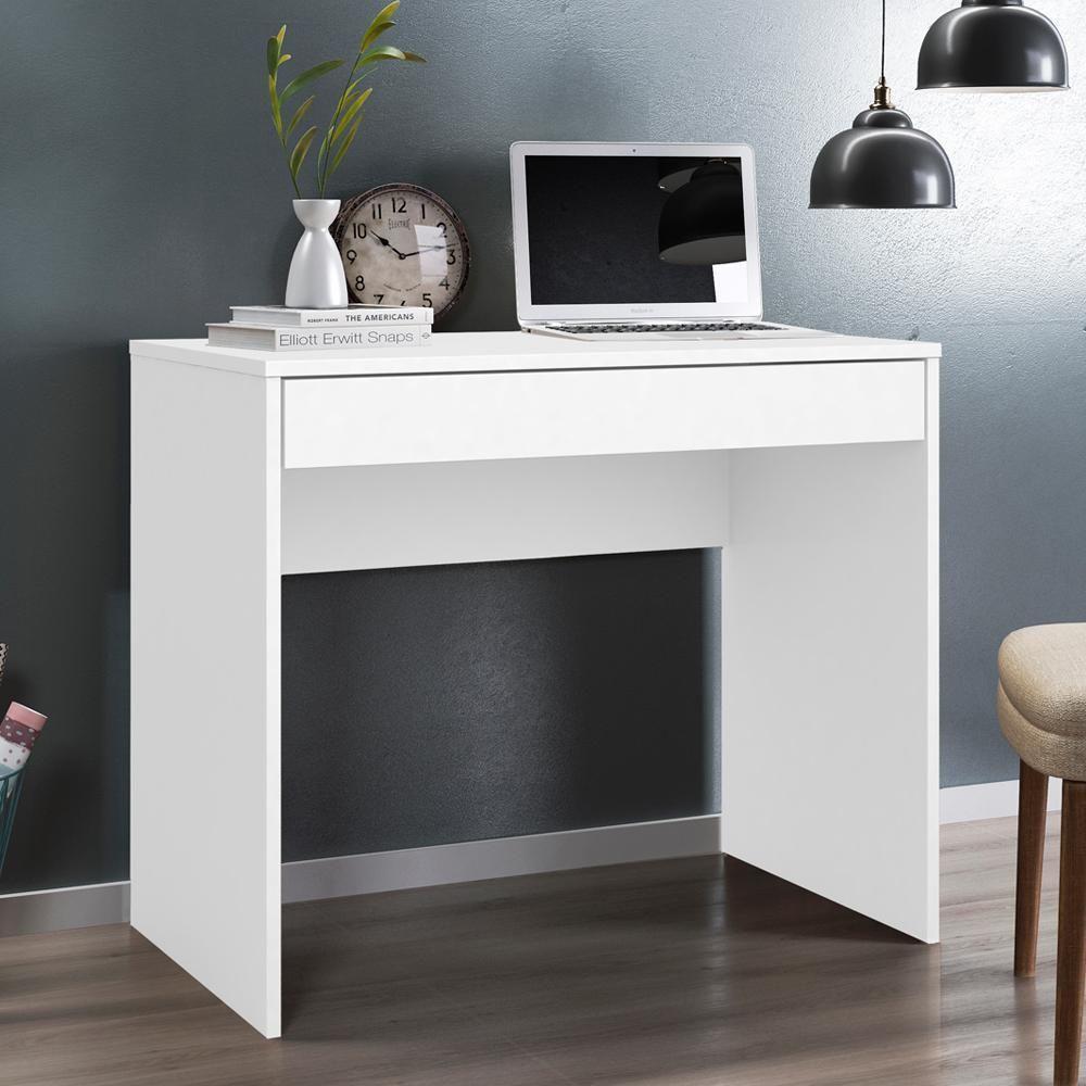 Escrivaninha Com 1 Gaveta Facility Branco Branco - 9