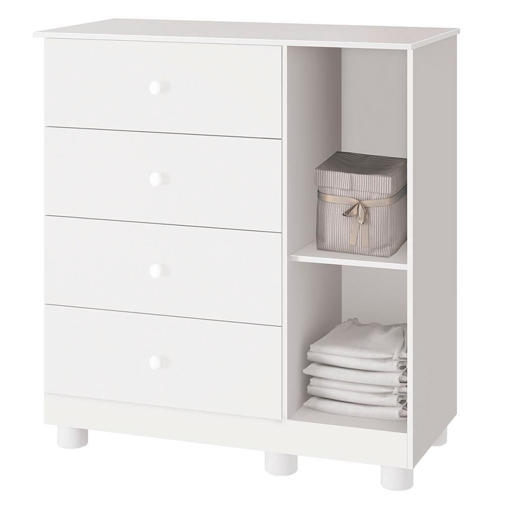 Cômoda Infantil Com Sapateira 1 Porta Katatau Branco Brilho Branco-brilho - 5
