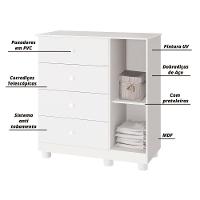 Cômoda Infantil Com Sapateira 1 Porta Katatau Branco Brilho Branco-brilho - 2