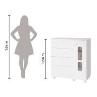 Cômoda Infantil Com Sapateira 1 Porta Katatau Branco Brilho Branco-brilho - 3