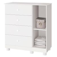 Cômoda Infantil Com Sapateira 1 Porta Katatau Branco Brilho Branco-brilho - 5