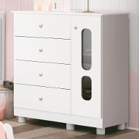 Cômoda Infantil Com Sapateira 1 Porta Katatau Branco Brilho Branco-brilho - 6