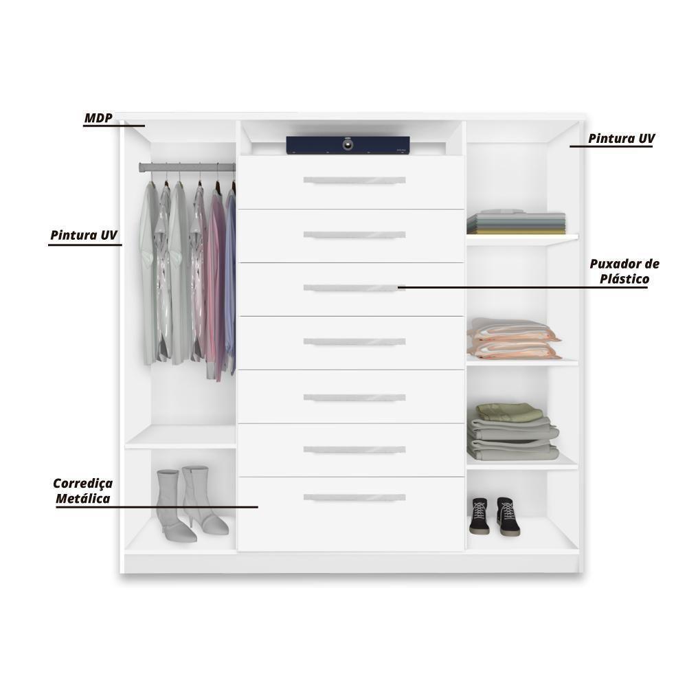 Cômoda J&a Móveis Mega 2 Portas 7 Gavetas Branca Branco - 3