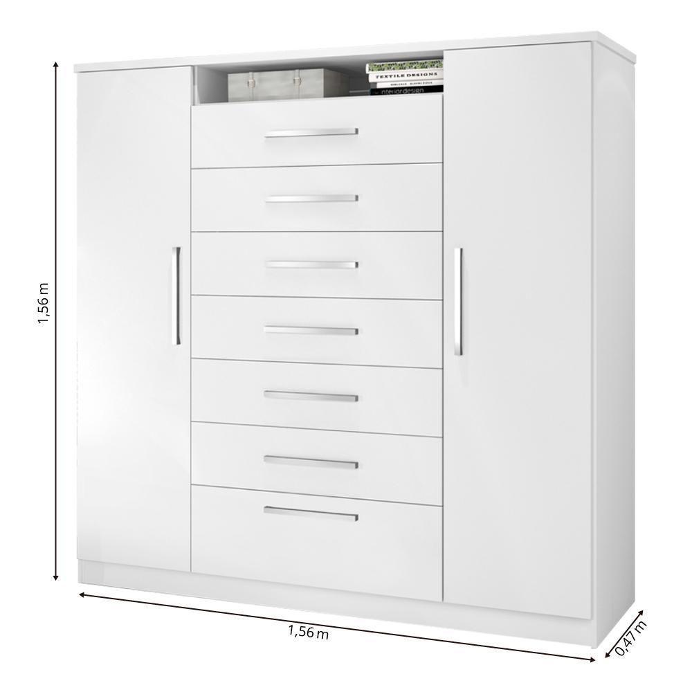 Cômoda J&a Móveis Mega 2 Portas 7 Gavetas Branca Branco - 6