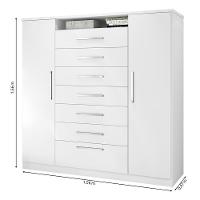 Cômoda J&a Móveis Mega 2 Portas 7 Gavetas Branca Branco - 6