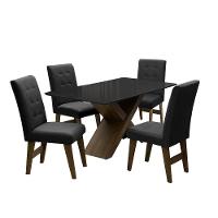 Conjunto Mesa Preto Dubai 1,35m Mdf Com 4 Cadeiras Castanho Castanho / Black - 1