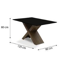 Conjunto Mesa Preto Dubai 1,35m Mdf Com 4 Cadeiras Castanho Castanho / Black - 7