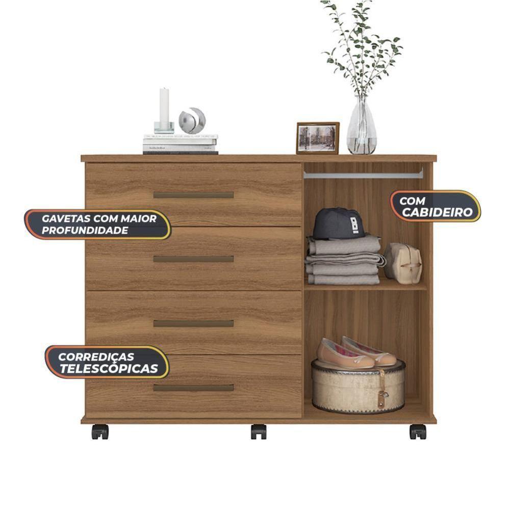 Cômoda 4 Gavetas Flora Amendola Amêndoa - 6