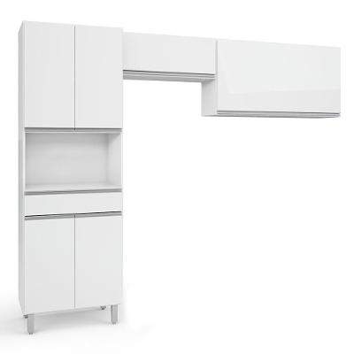 Cozinha Compacta 3 Peças Top Class 6 Portas 1 Gaveta 270 cm Branco com Pés Reguláveis