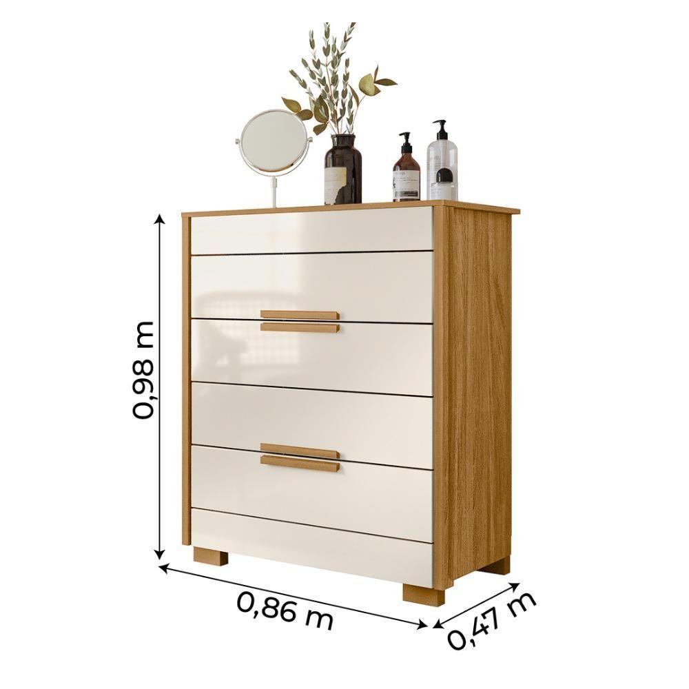 Cômoda Dhara 4 Gavetas Moval Freijó / Off White Freijo Off White - 3