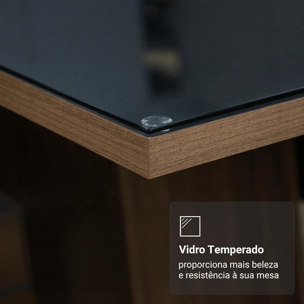 Conjunto Sala De Jantar Tampo De Vidro 4 Cadeiras Rustic/preto/oxford Braga Madesa - 7