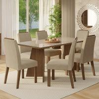 Conjunto Sala De Jantar Tampo De Vidro 6 Cadeiras Rustic/crema/imperial Amalfi Madesa - 1
