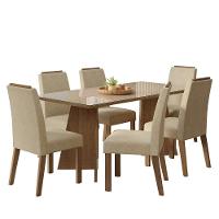 Conjunto Sala De Jantar Tampo De Vidro 6 Cadeiras Rustic/crema/imperial Amalfi Madesa - 2
