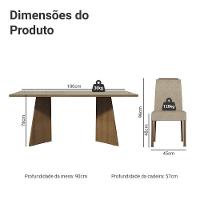 Conjunto Sala De Jantar Tampo De Vidro 6 Cadeiras Rustic/crema/imperial Amalfi Madesa - 3