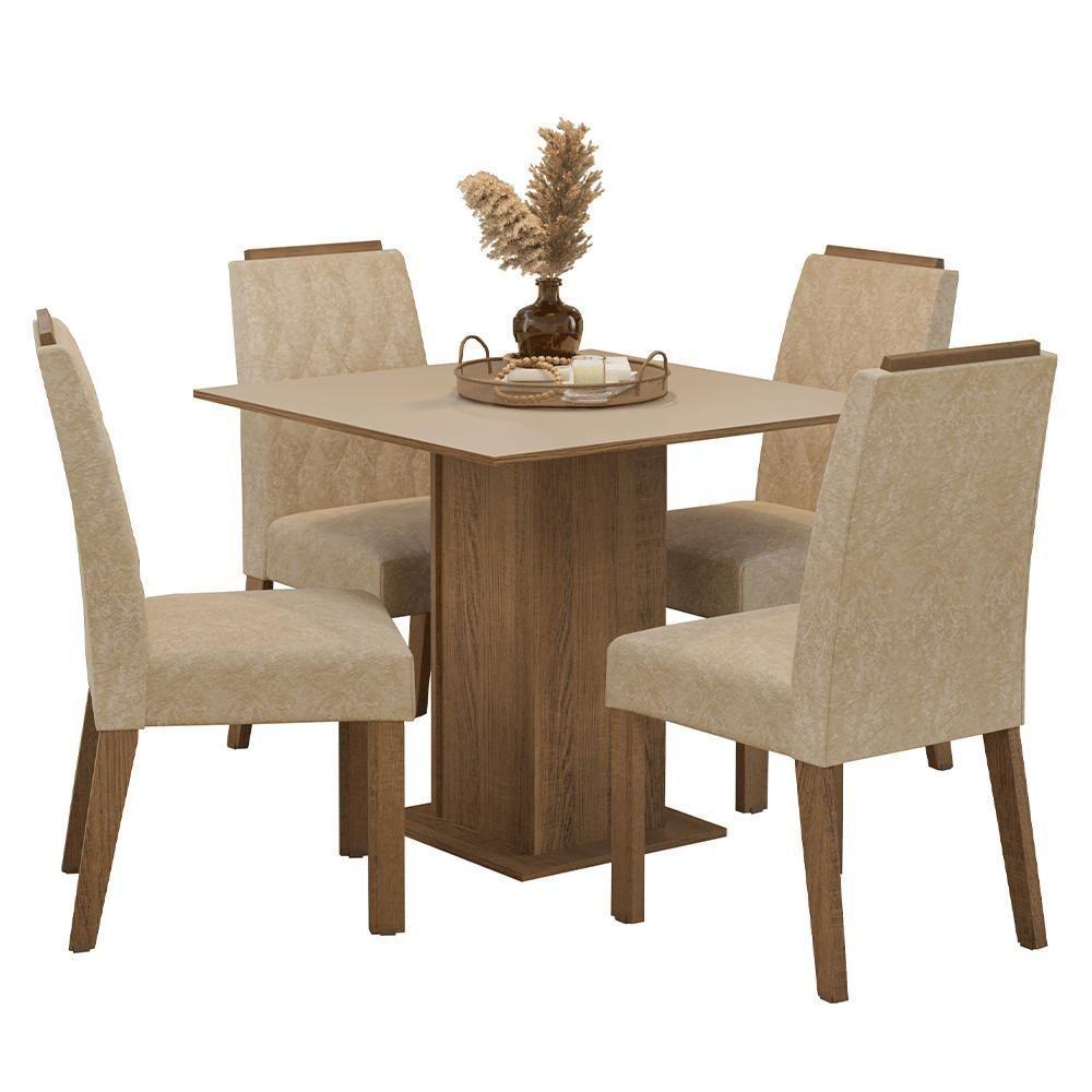 Conjunto Sala De Jantar Tampo De Madeira 4 Cadeiras Rustic/crema/imperial Cannes Madesa - 2