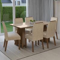 Conjunto Sala De Jantar Tampo De Vidro 6 Cadeiras Rustic/crema/imperial Madrid Madesa - 1