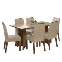 Conjunto Sala De Jantar Tampo De Vidro 6 Cadeiras Rustic/crema/imperial Madrid Madesa - 2