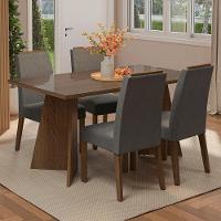 Conjunto Sala De Jantar Tampo De Vidro 4 Cadeiras Rustic/silver Braga Madesa - 1