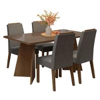 Conjunto Sala De Jantar Tampo De Vidro 4 Cadeiras Rustic/silver Braga Madesa - 2