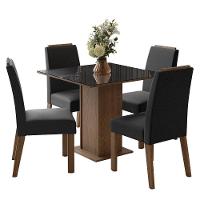 Conjunto Sala De Jantar Tampo De Vidro 4 Cadeiras Rustic/preto/oxford Sines Madesa - 2