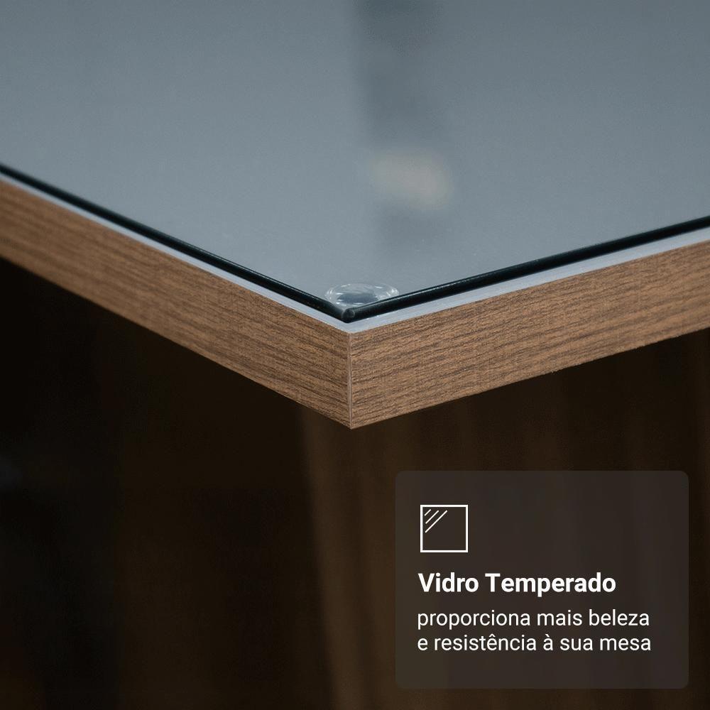 Conjunto Sala De Jantar Tampo De Vidro 4 Cadeiras Rustic/cinza/silver Braga Madesa - 7