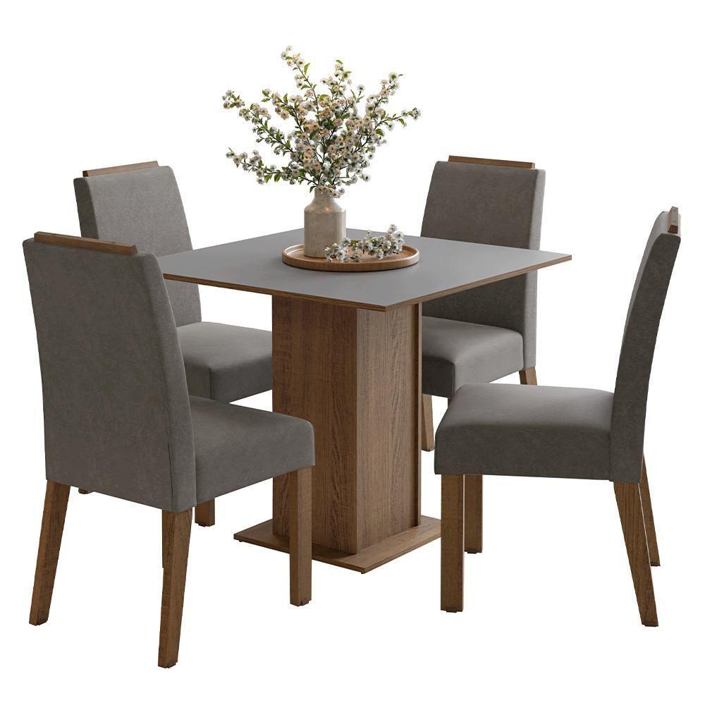 Conjunto Sala De Jantar Tampo De Madeira 4 Cadeiras Rustic/cinza/silver Aspen Madesa - 2