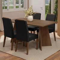 Conjunto Sala De Jantar Tampo De Madeira 4 Cadeiras Rustic/oxford évora Madesa - 1