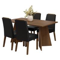 Conjunto Sala De Jantar Tampo De Madeira 4 Cadeiras Rustic/oxford évora Madesa - 2