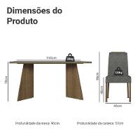 Conjunto Sala De Jantar Tampo De Vidro 6 Cadeiras Rustic/cinza/silver Madrid Madesa - 3