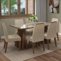 Conjunto Sala De Jantar Tampo De Vidro 6 Cadeiras Rustic/crema/imperial Sintra Madesa - 1