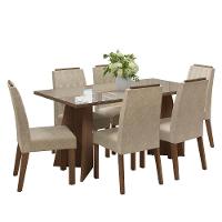 Conjunto Sala De Jantar Tampo De Vidro 6 Cadeiras Rustic/crema/imperial Sintra Madesa - 2