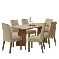 Conjunto Sala De Jantar Tampo De Vidro 6 Cadeiras Rustic/crema/imperial Siena Madesa - 2