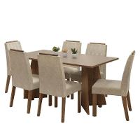 Conjunto Sala De Jantar Tampo De Madeira 6 Cadeiras Rustic/crema/imperial Leon Madesa - 2