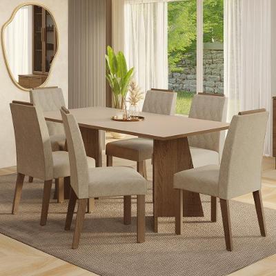 Conjunto Sala De Jantar Tampo De Madeira 6 Cadeiras Rustic/crema/imperial York Madesa