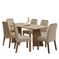 Conjunto Sala De Jantar Tampo De Madeira 6 Cadeiras Rustic/crema/imperial York Madesa - 2