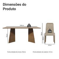 Conjunto Sala De Jantar Tampo De Madeira 6 Cadeiras Rustic/crema/imperial York Madesa - 3