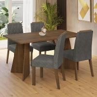 Conjunto Sala De Jantar Tampo De Madeira 4 Cadeiras Rustic/silver Tulum Madesa - 1