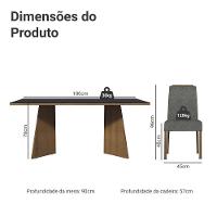 Conjunto Sala De Jantar Tampo De Vidro 6 Cadeiras Rustic/preto/silver Amalfi Madesa - 3