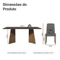 Conjunto Sala De Jantar Tampo De Vidro 6 Cadeiras Rustic/preto/silver Siena Madesa - 3