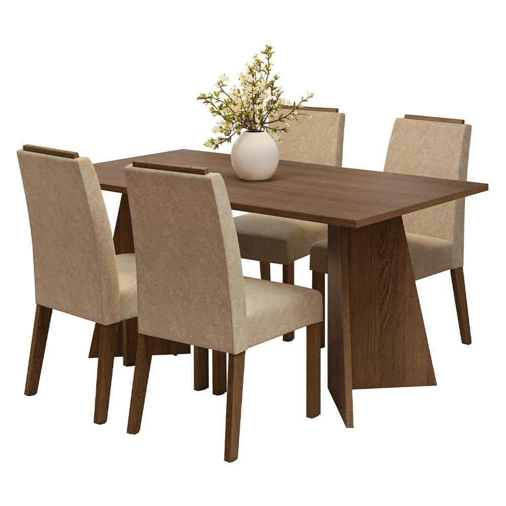 Conjunto Sala De Jantar Tampo De Madeira 4 Cadeiras Rustic/imperial évora Madesa - 2