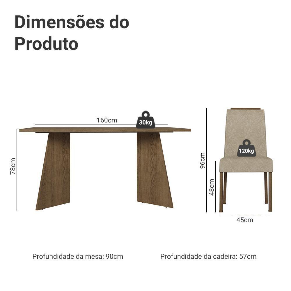 Conjunto Sala De Jantar Tampo De Madeira 4 Cadeiras Rustic/imperial évora Madesa - 3