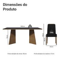 Conjunto Sala De Jantar Tampo De Vidro 6 Cadeiras Rustic/preto/oxford Siena Madesa - 3