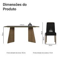 Conjunto Sala De Jantar Tampo De Vidro 6 Cadeiras Rustic/preto/oxford Madrid Madesa - 7