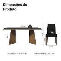 Conjunto Sala De Jantar Tampo De Vidro 6 Cadeiras Rustic/preto/oxford Amalfi Madesa - 3